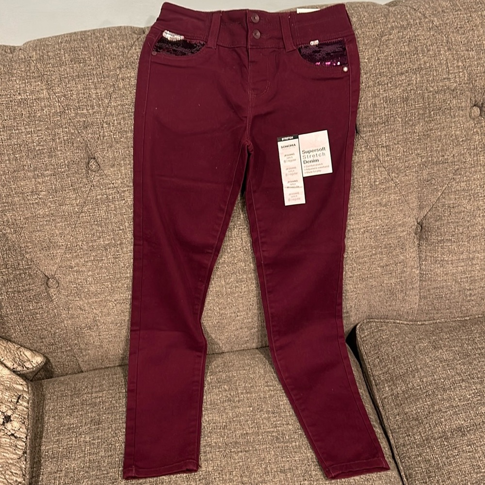 NWT Girls Sonoma Maroon Jeggins
